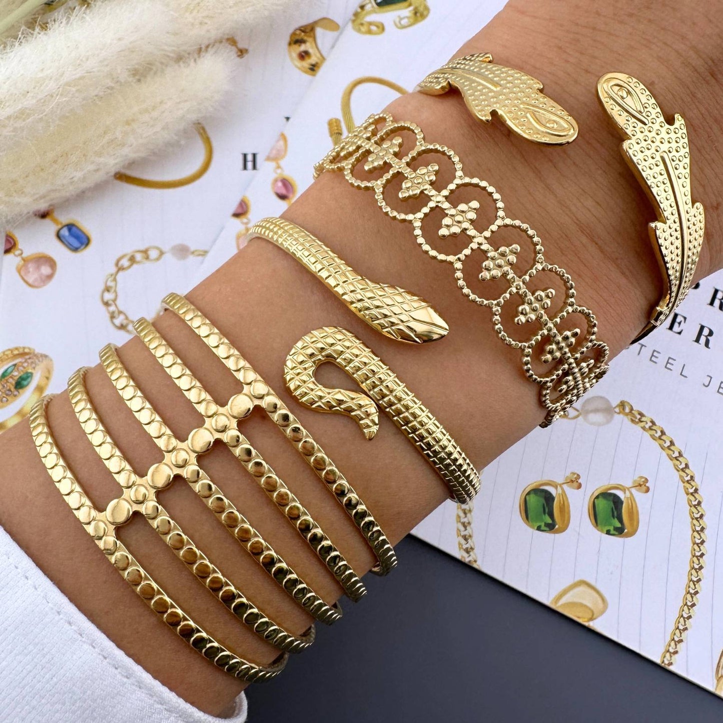 Snake Bracelet, 18K Gold Plated Steel