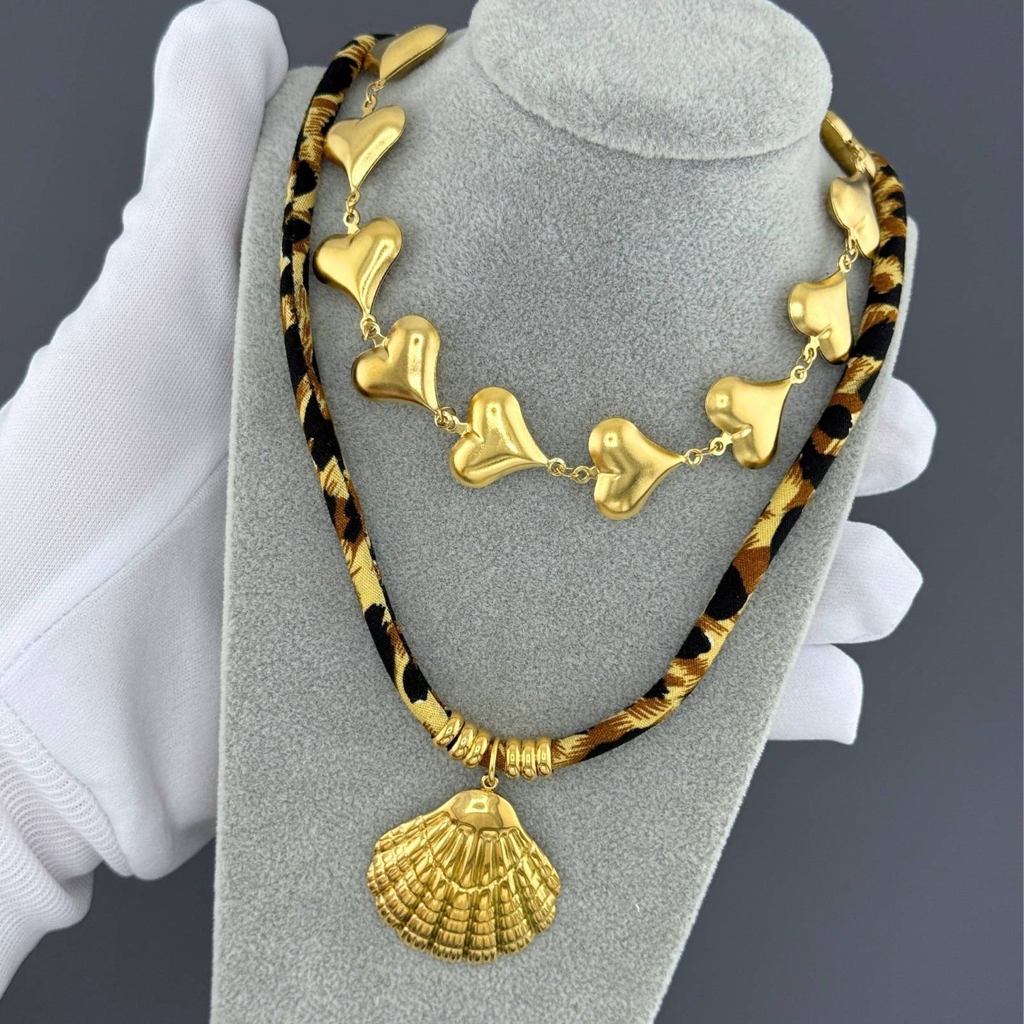 Seashell Necklace, 18K Gold Plated Steel