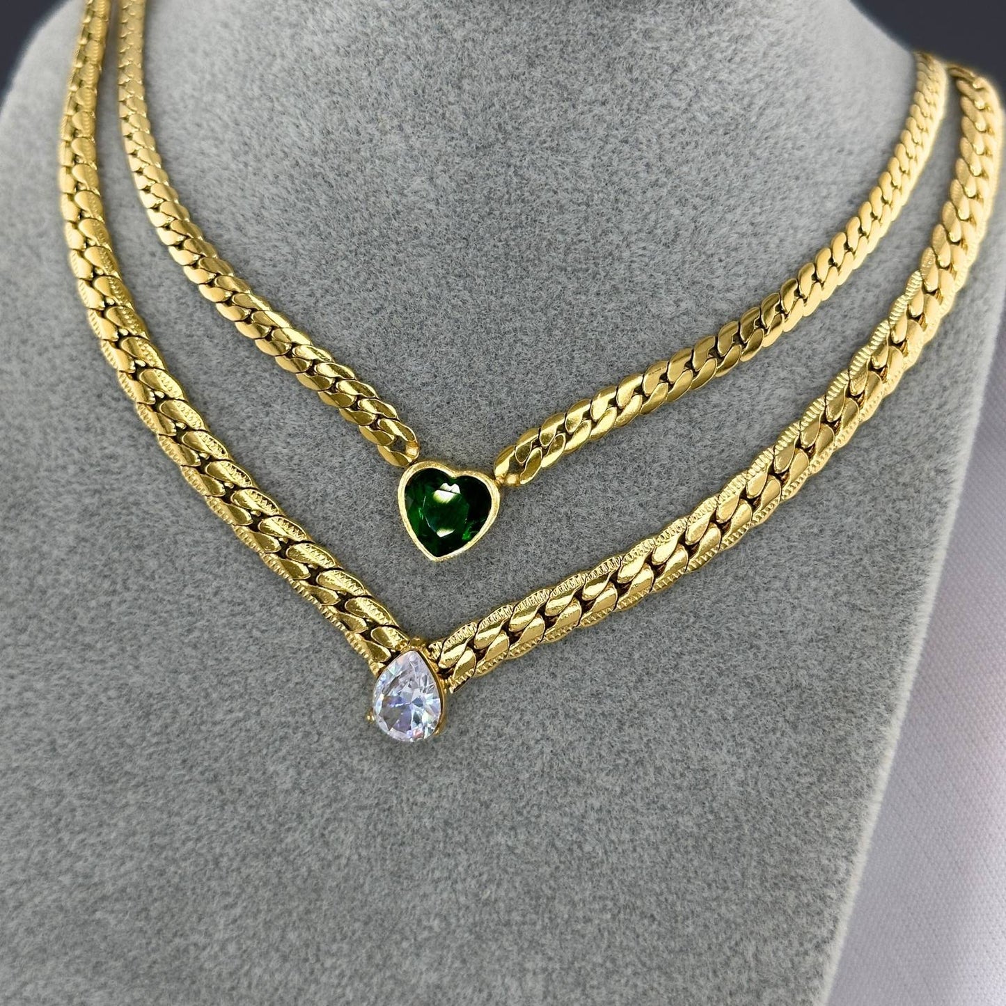 Heart Necklace, 18K Gold Plated Steel