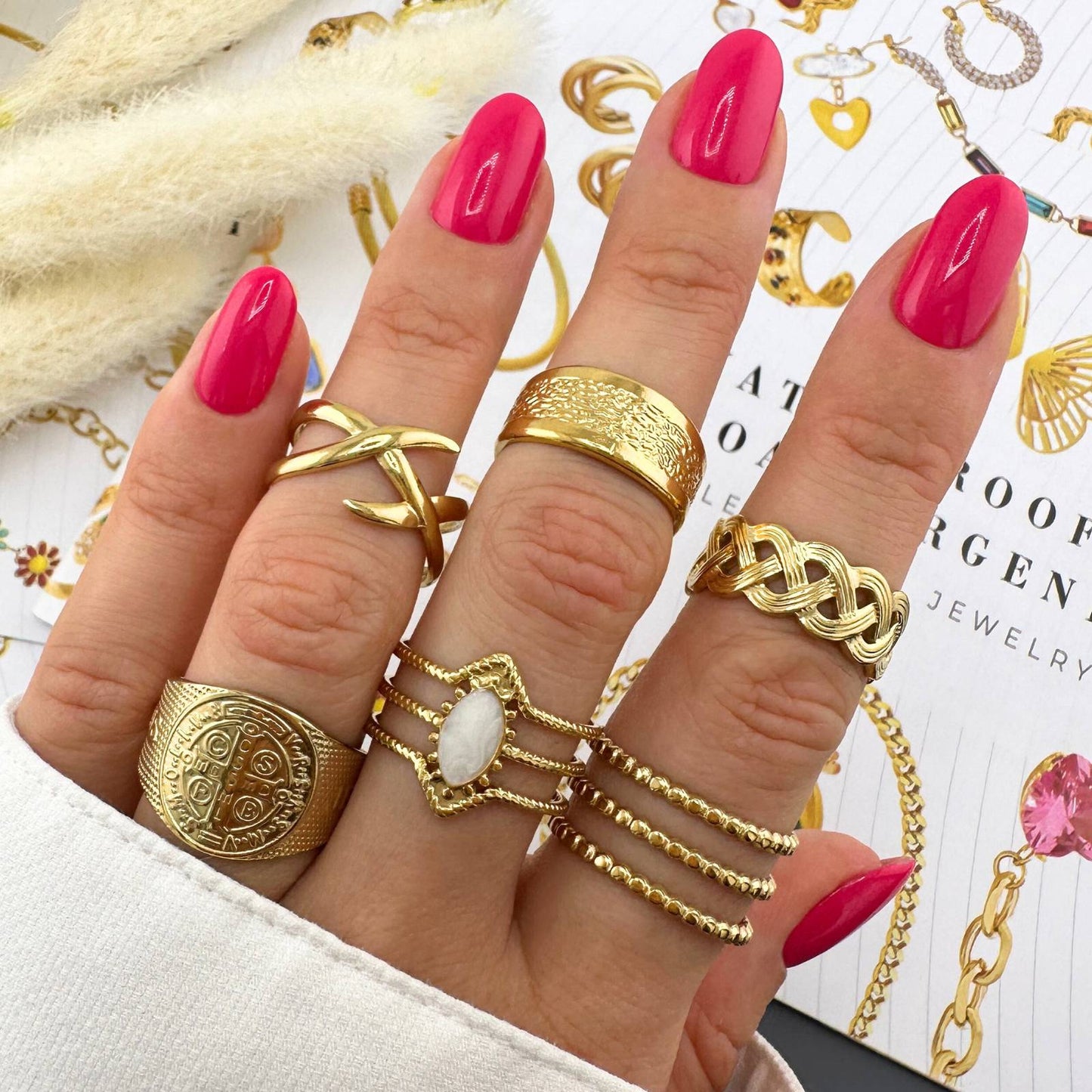 Ring, 18K Gold Plated Steel