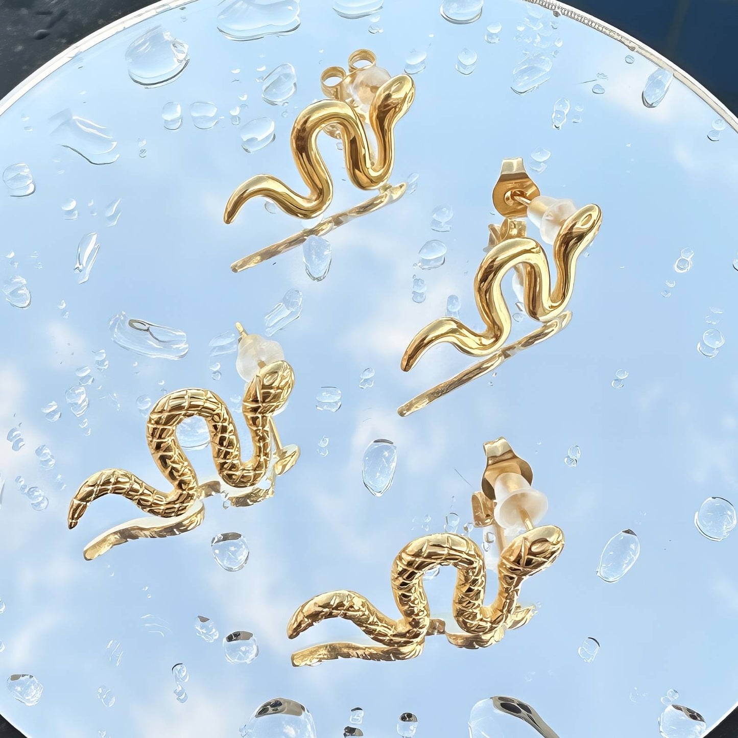 Snakes Earrings, 18K Gold Plated Steel