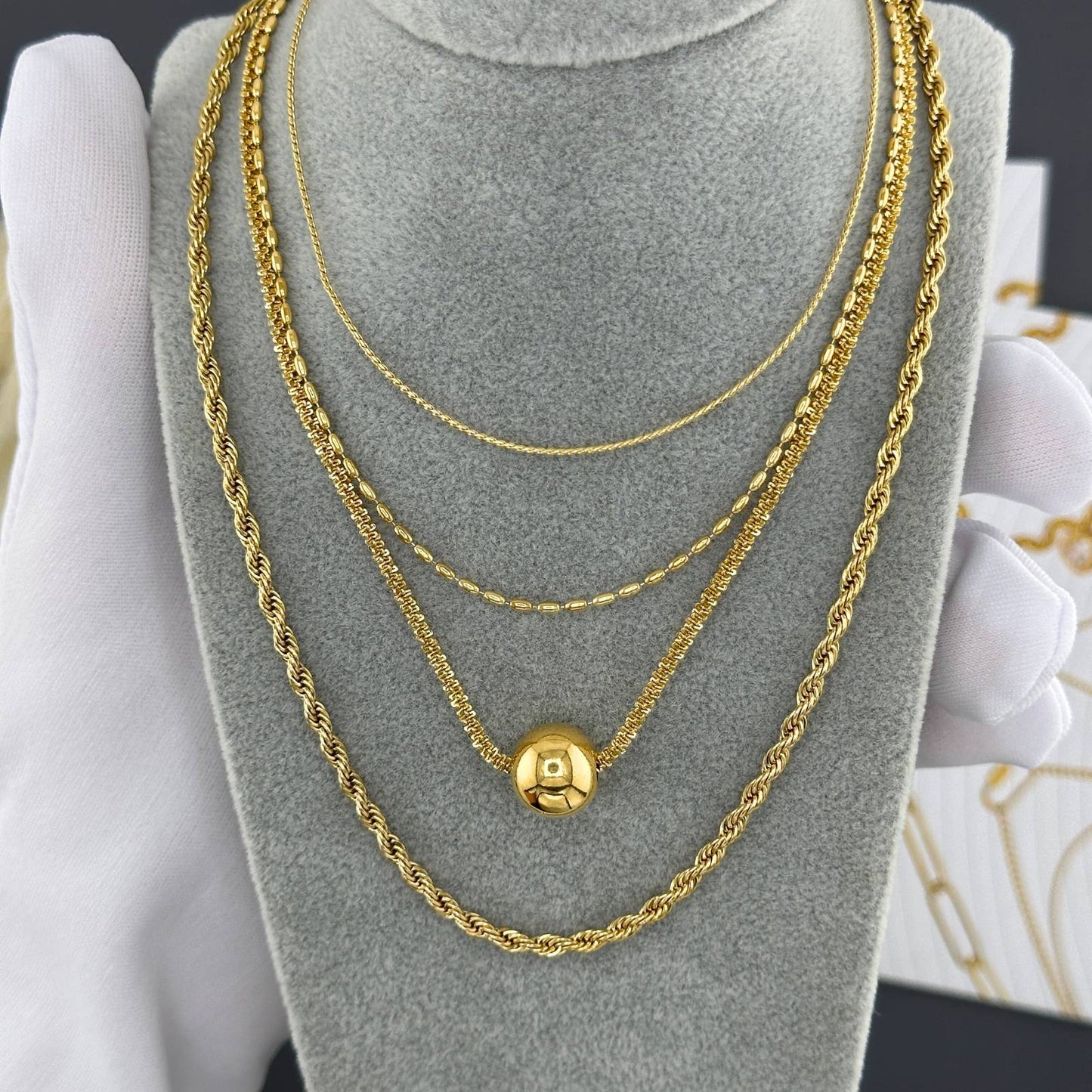 Necklace, 18K Gold Plated Steel
