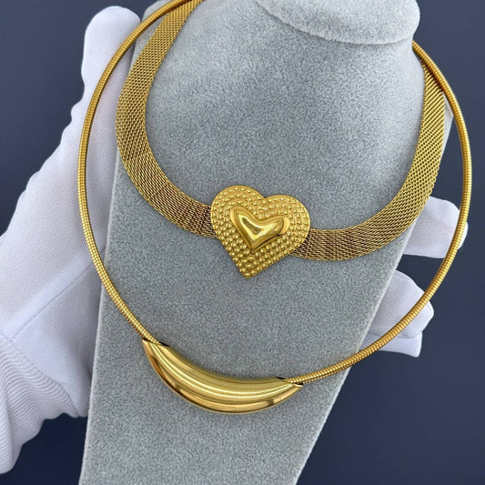 Heart Necklace, 18K Gold Plated Steel