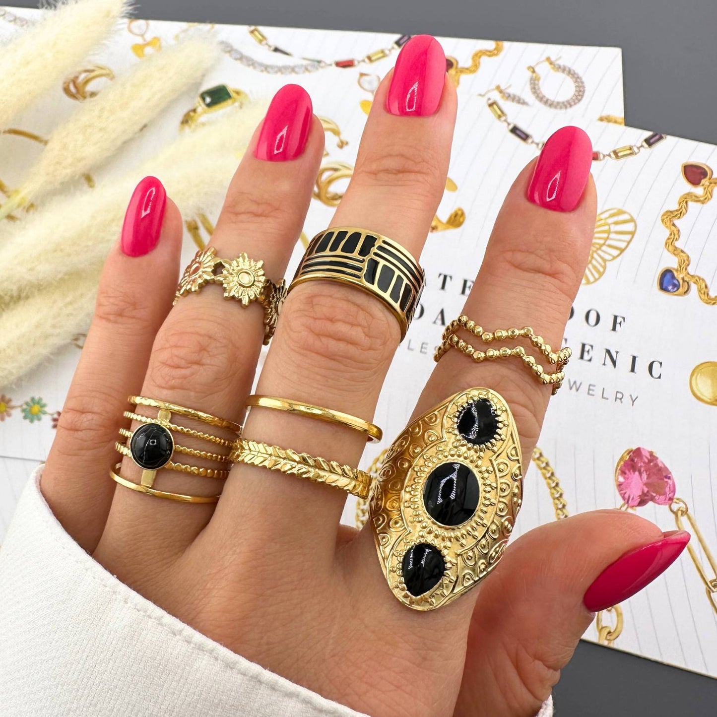 Ring, 18K Gold Plated Steel