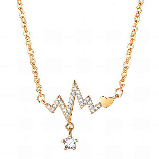 Heart Necklace, 18K Gold Plated Steel
