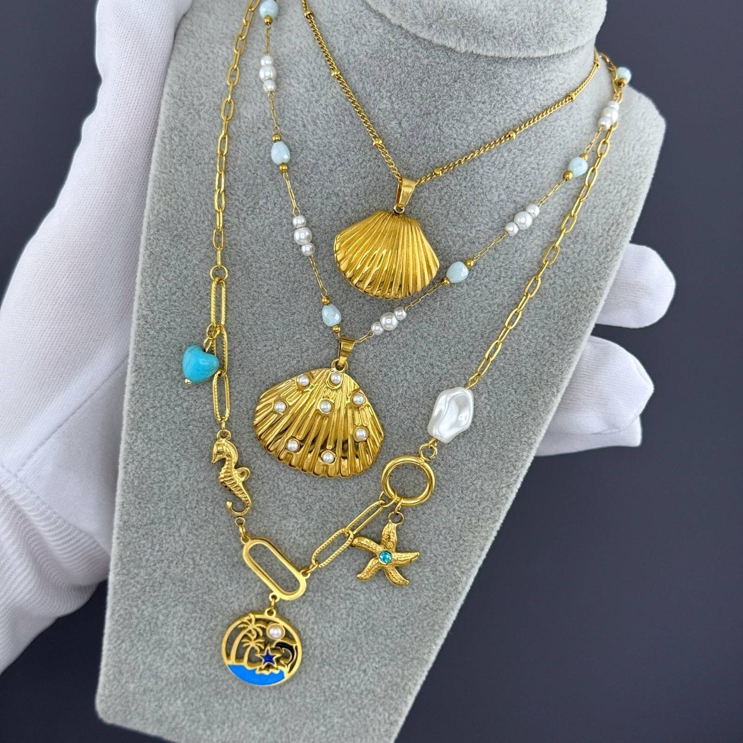 Necklace, 18K Gold Plated Steel