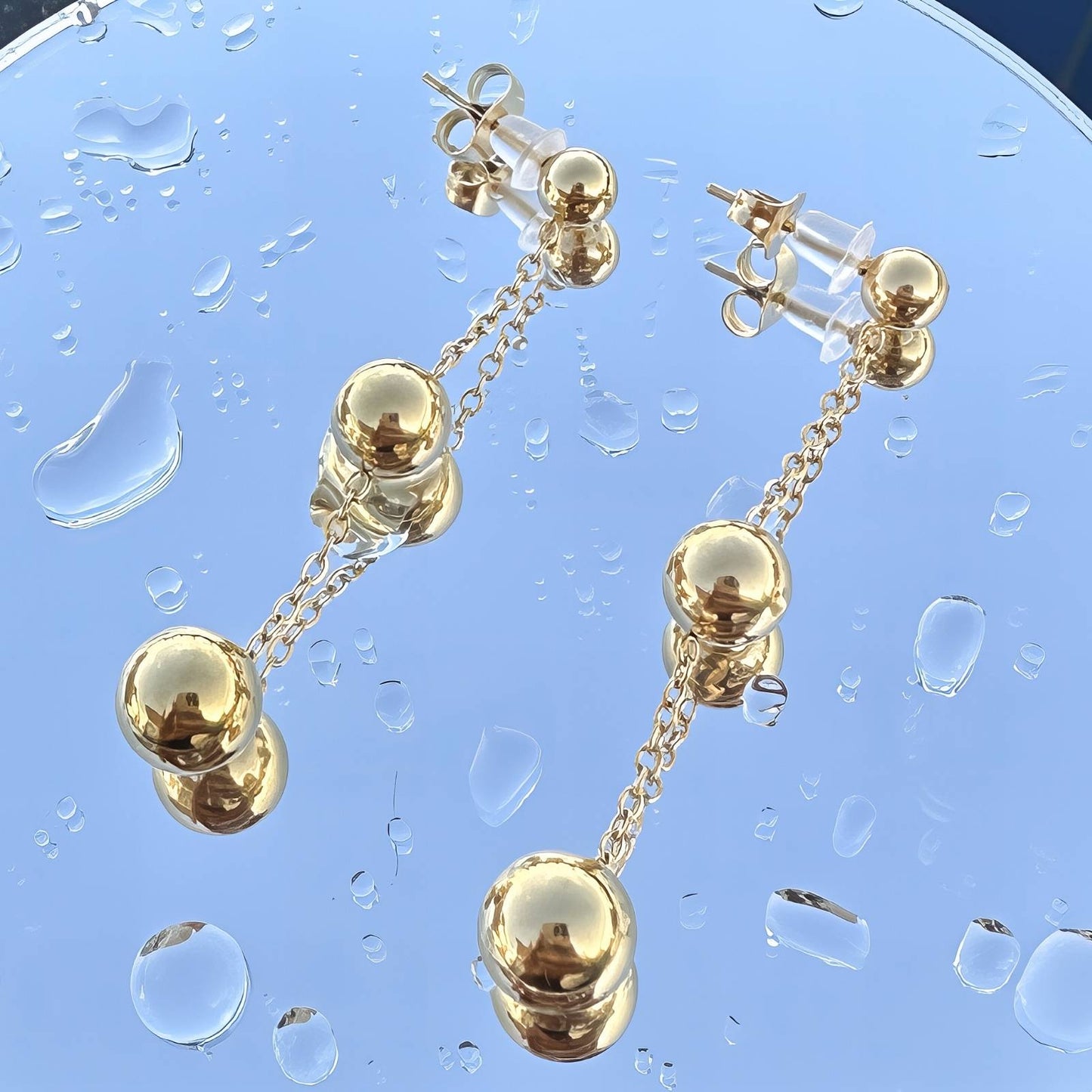 Earrings, 18K Gold Plated Steel