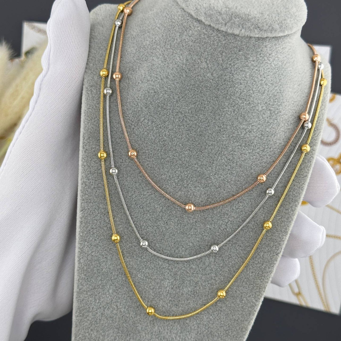 Necklace, 18K Gold Plated Steel