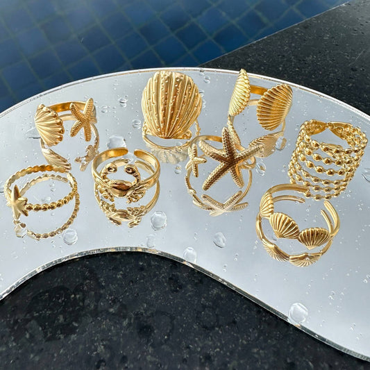 Crabs Ring, 18K Gold Plated Steel