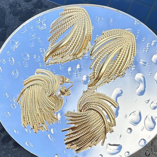 Earrings, 18K Gold Plated Steel