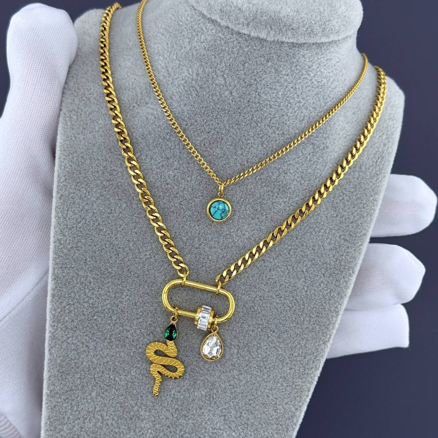 Snake Necklace, 18K Gold Plated Steel