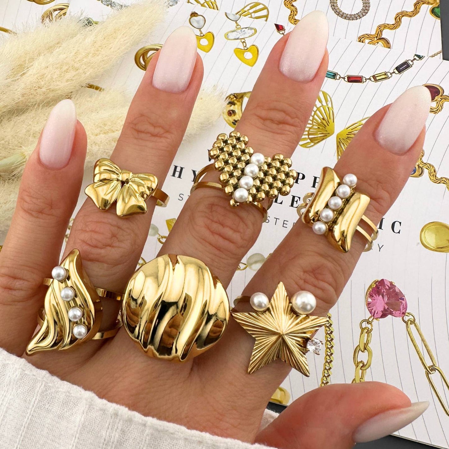 Bow Ring, 18K Gold Plated Steel