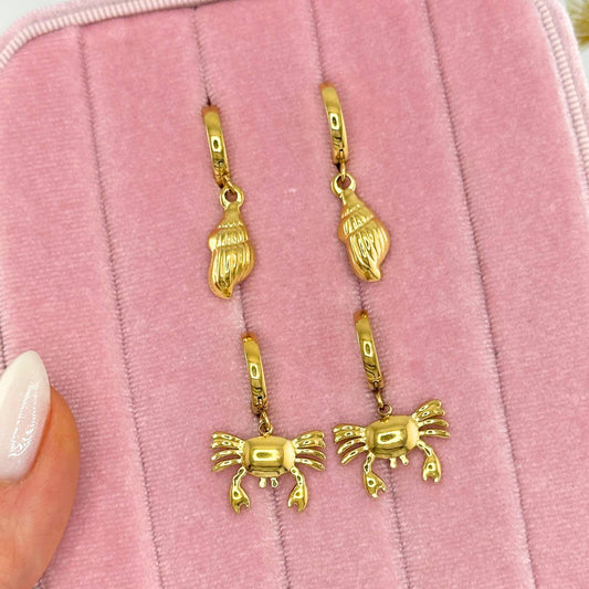 Seashells Earrings, 18K Gold Plated Steel