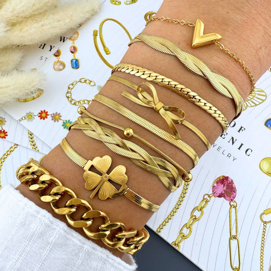 Bracelet, 18K Gold Plated Steel