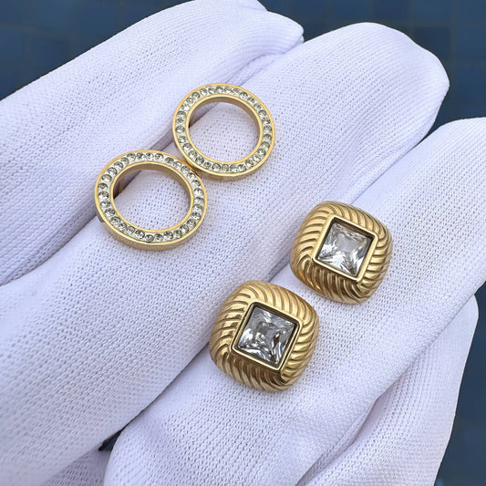 Earrings, 18K Gold Plated Steel