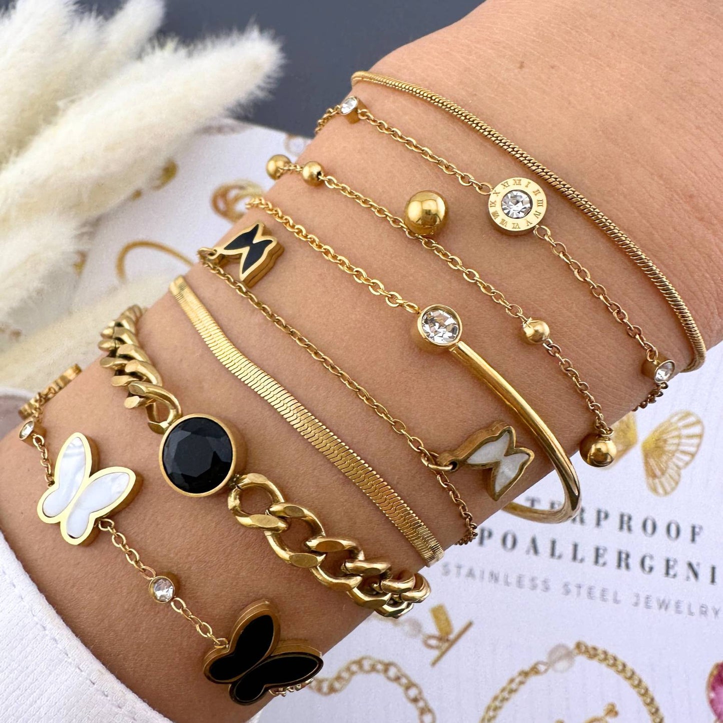 Bracelet, 18K Gold Plated Steel