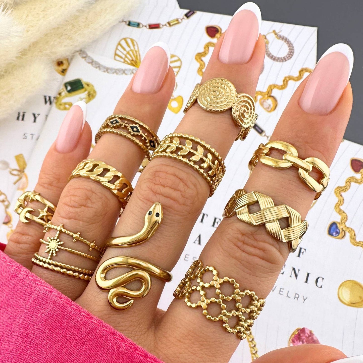 Ring, 18K Gold Plated Steel