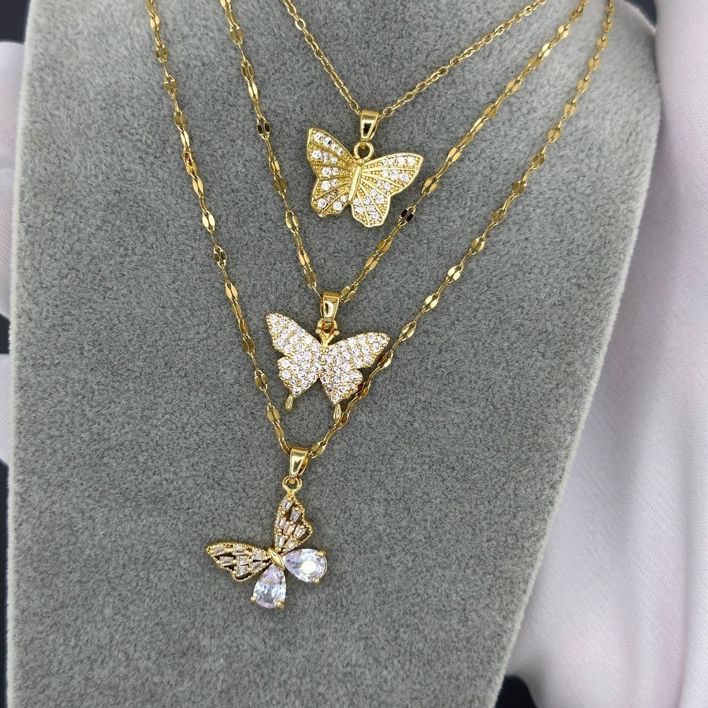Butterfly Necklace, 18K Gold Plated Steel
