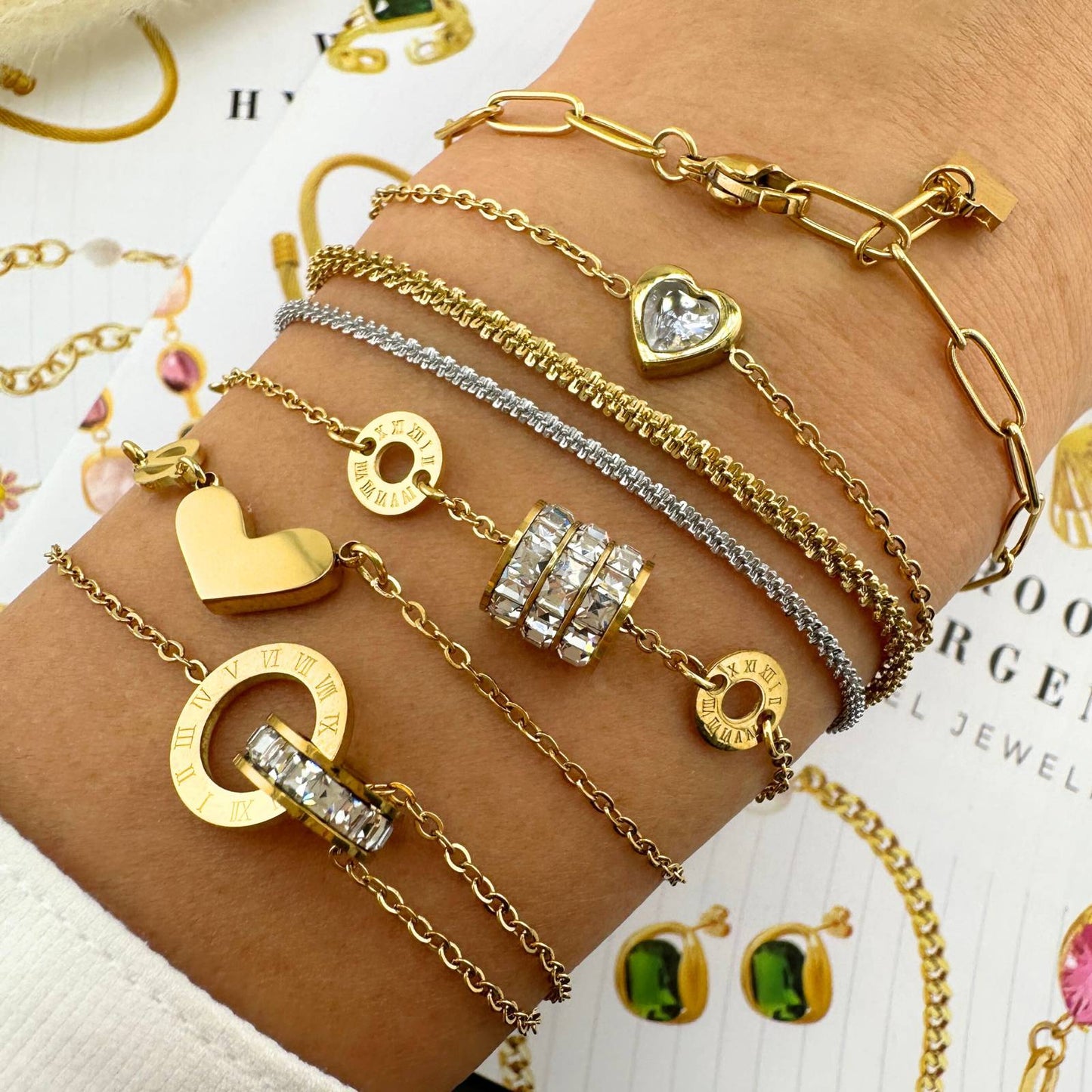 Heart Bracelet, 18K Gold Plated Steel