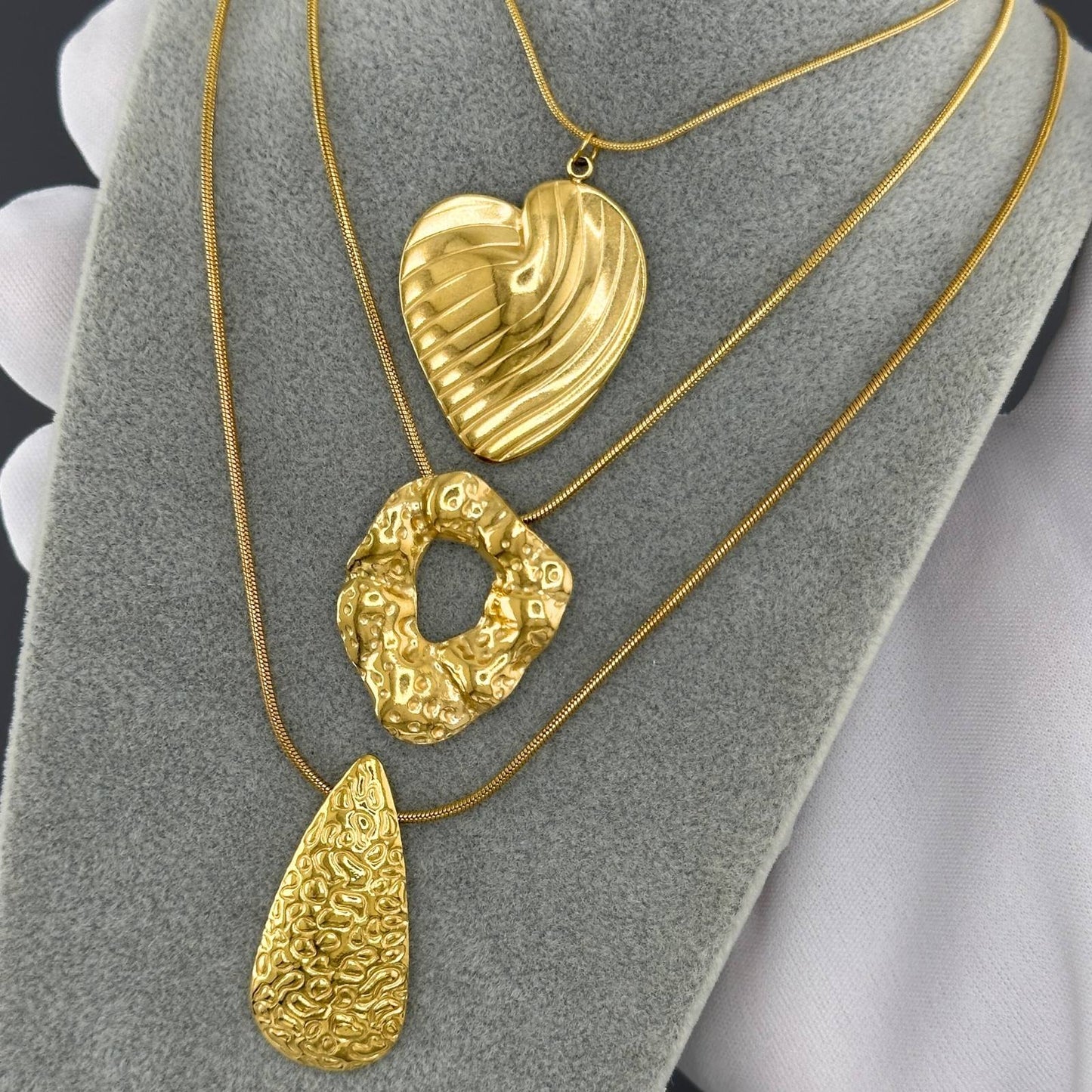 Heart Necklace, 18K Gold Plated Steel