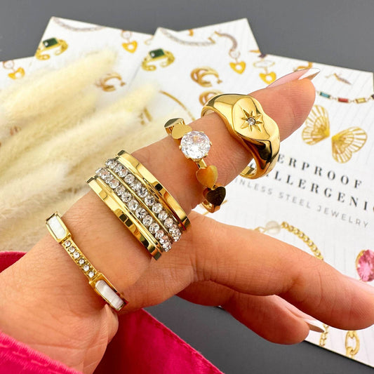 Heart Ring, 18K Gold Plated Steel