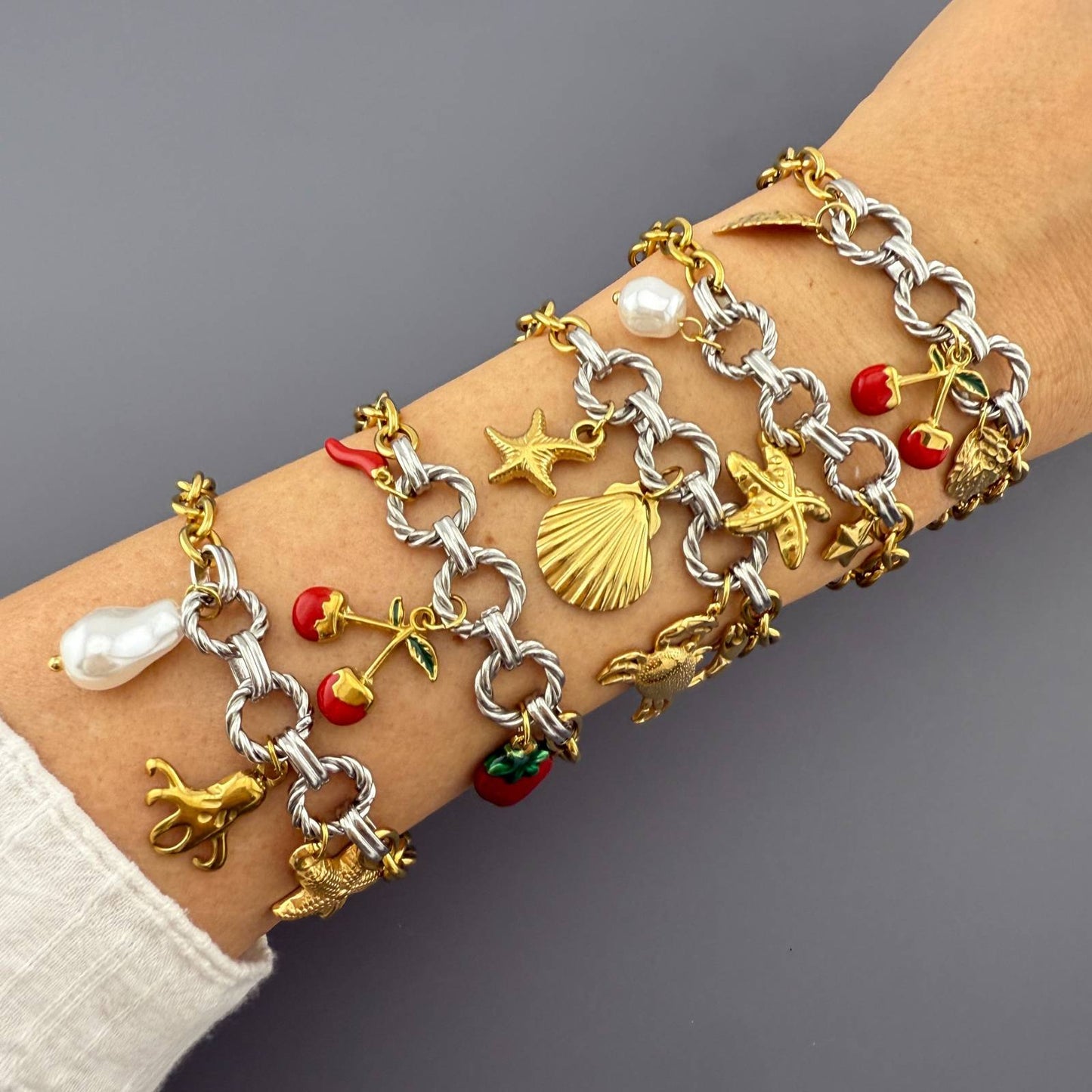 Seashell Bracelet, 18K Gold Plated Steel