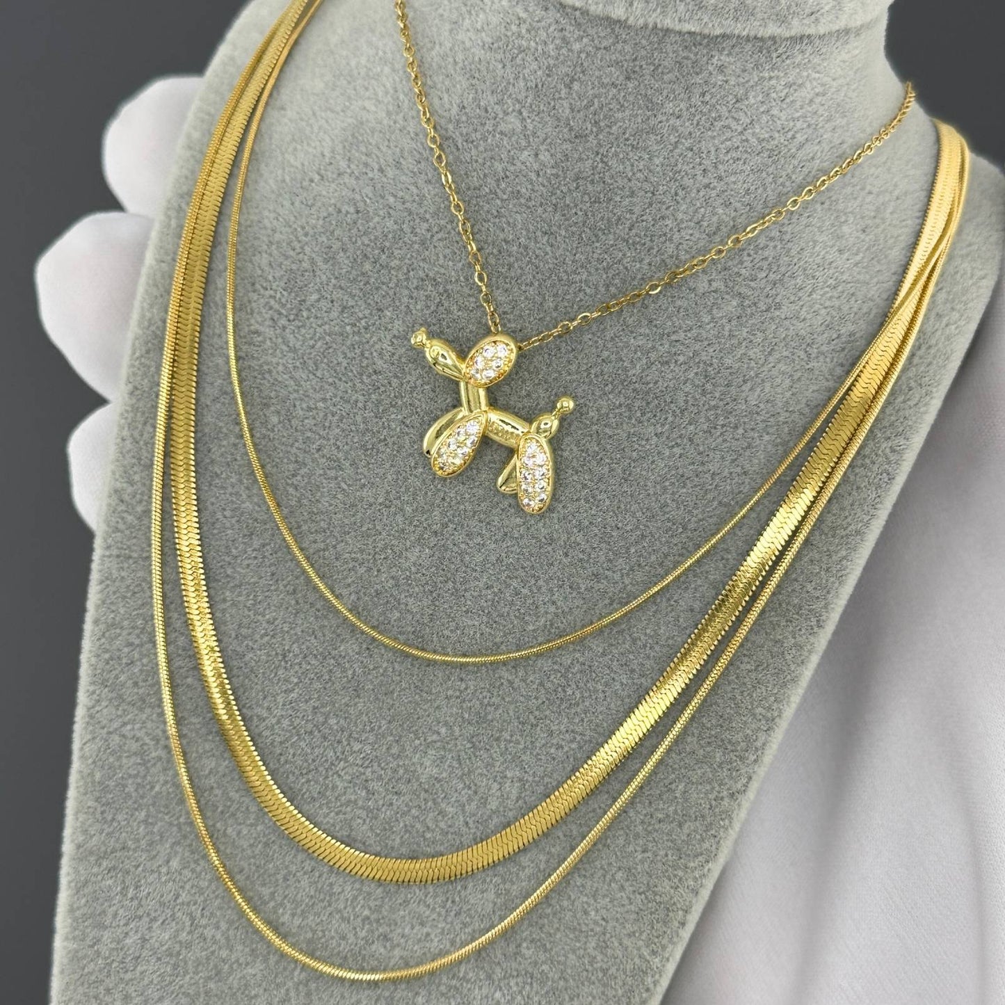 Dog Necklace, 18K Gold Plated Steel