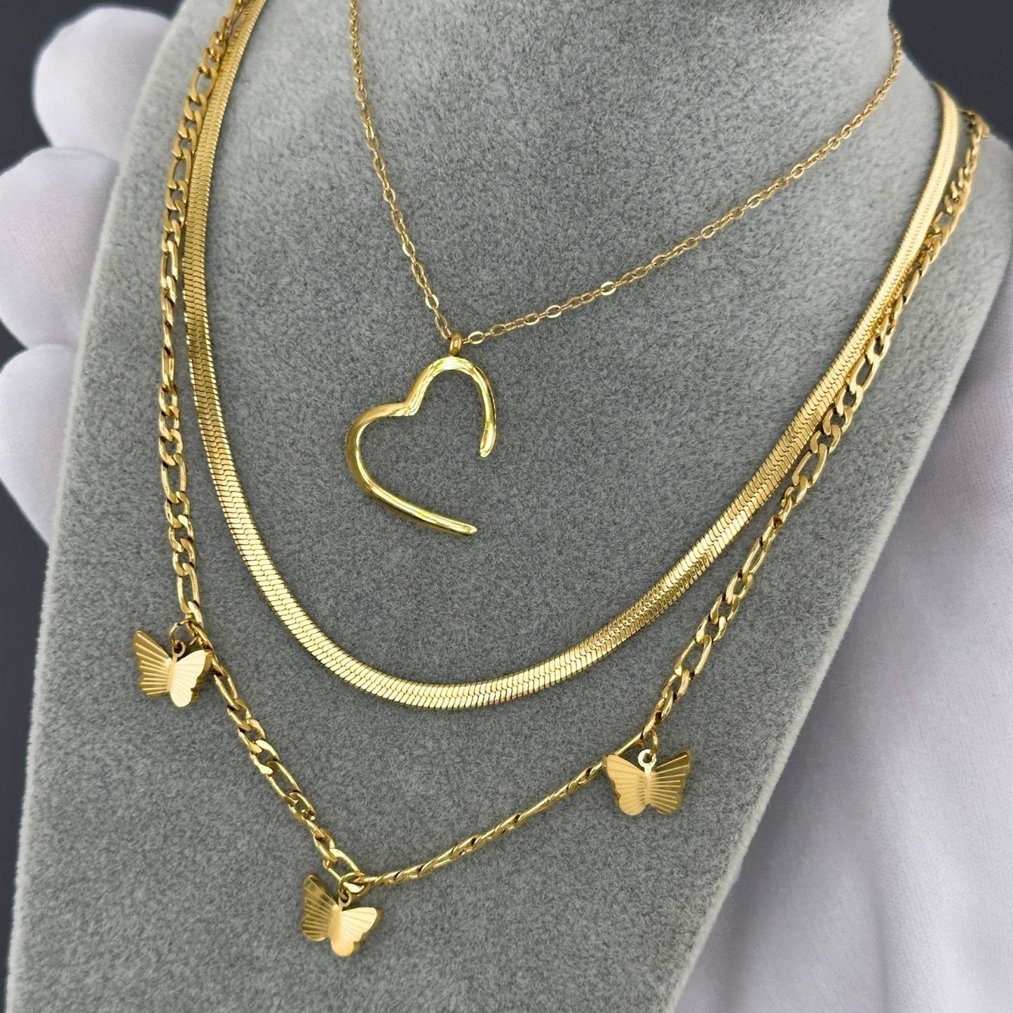 Heart Necklace, 18K Gold Plated Steel