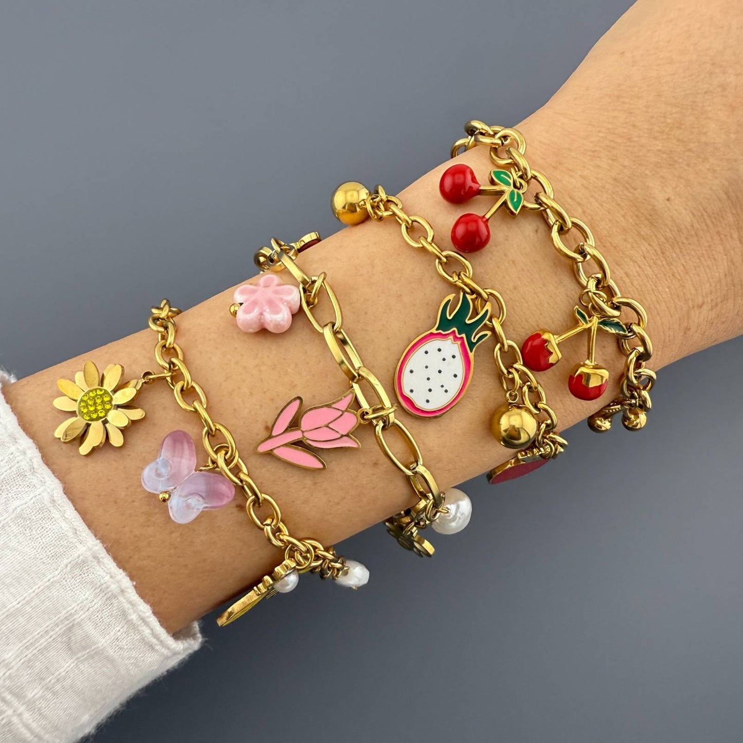 Bracelet, 18K Gold Plated Steel