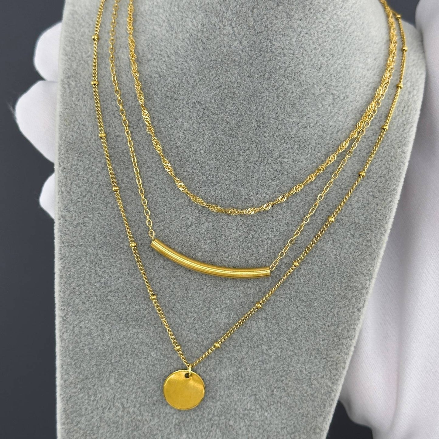 Necklace, 18K Gold Plated Steel