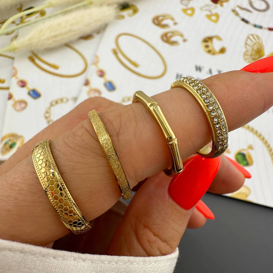 Ring, 18K Gold Plated Steel