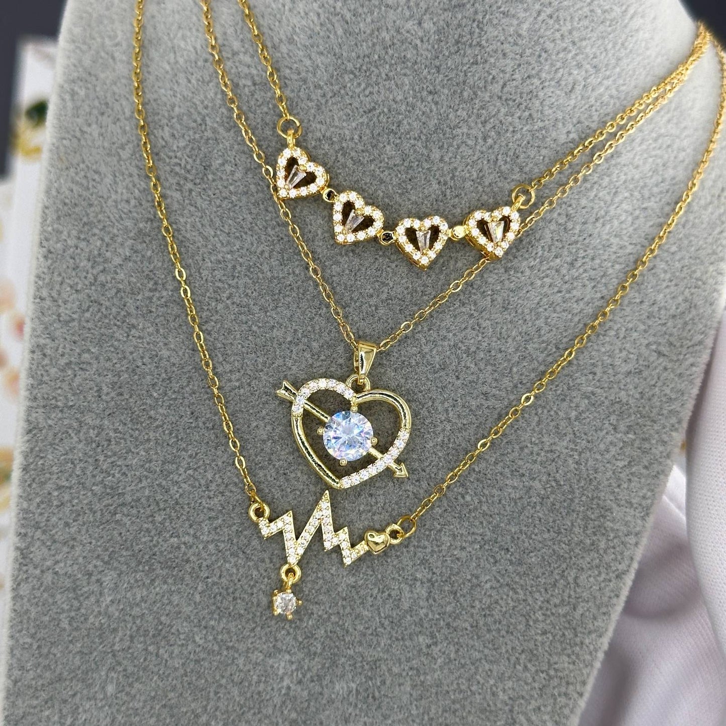 Heart Necklace, 18K Gold Plated Steel