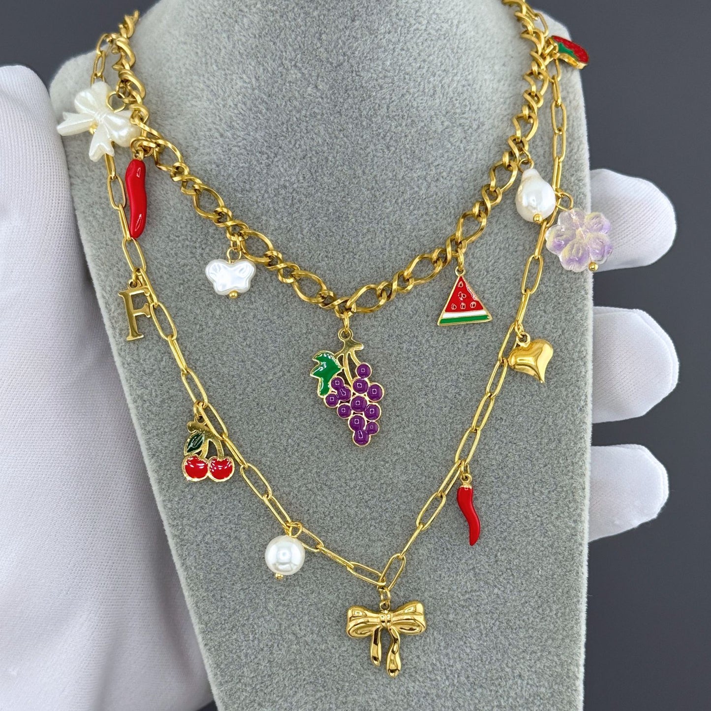 Bow Necklace, 18K Gold Plated Steel