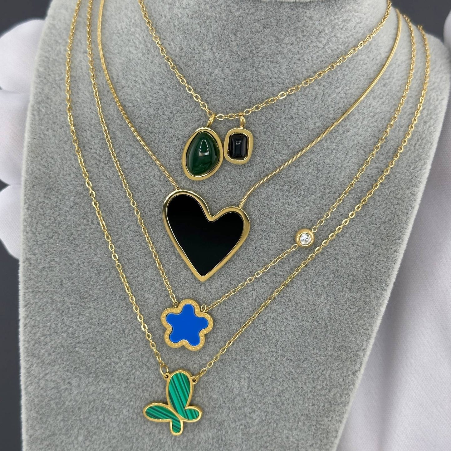 Flower Necklace, 18K Gold Plated Steel