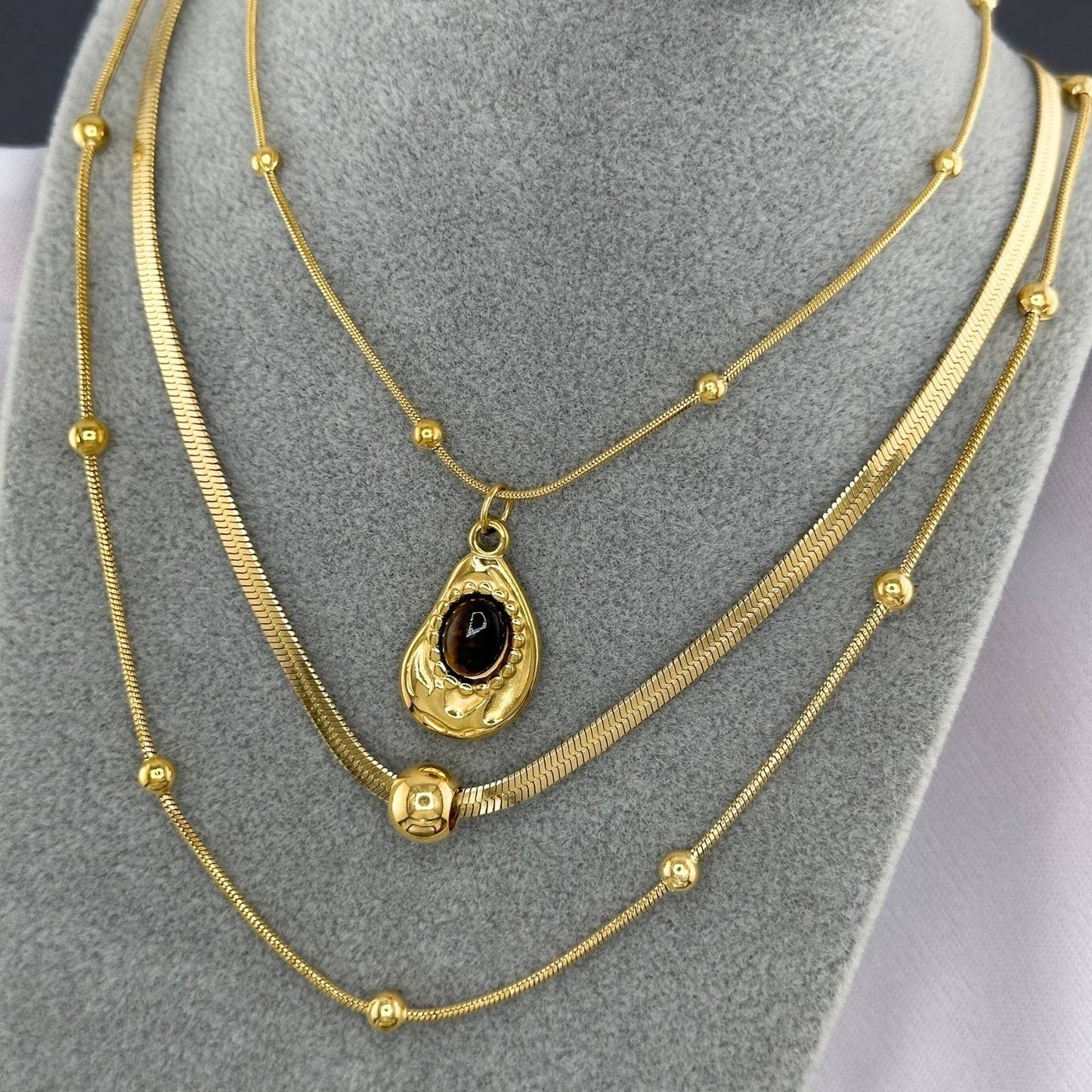 Necklace, 18K Gold Plated Steel