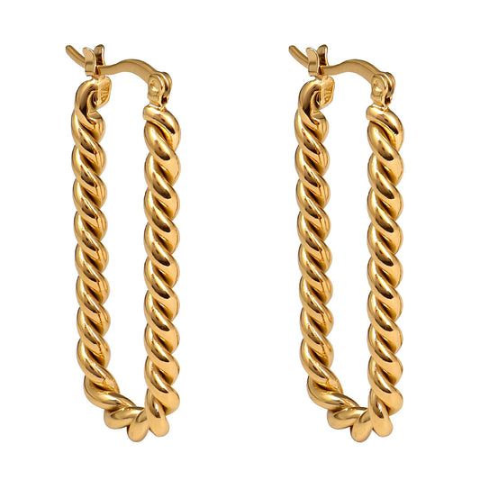 Earrings, 18K Gold Plated Steel
