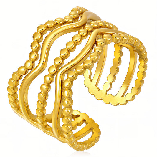 Ring, 18K Gold Plated Steel
