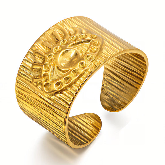 Evil Eye Ring, 18K Gold Plated Steel