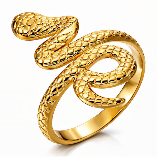 Snake Ring, 18K Gold Plated Steel
