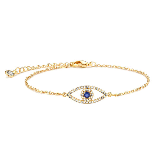 Evil Eye Bracelet, 18K Gold Plated Steel