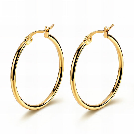 Earrings, 18K Gold Plated Steel