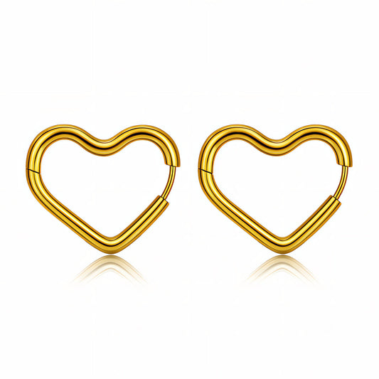 Hearts Earrings, 18K Gold Plated Steel