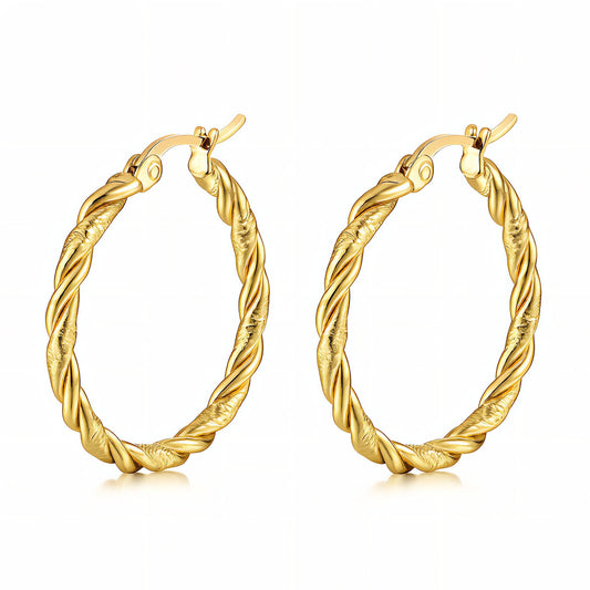 Earrings, 18K Gold Plated Steel