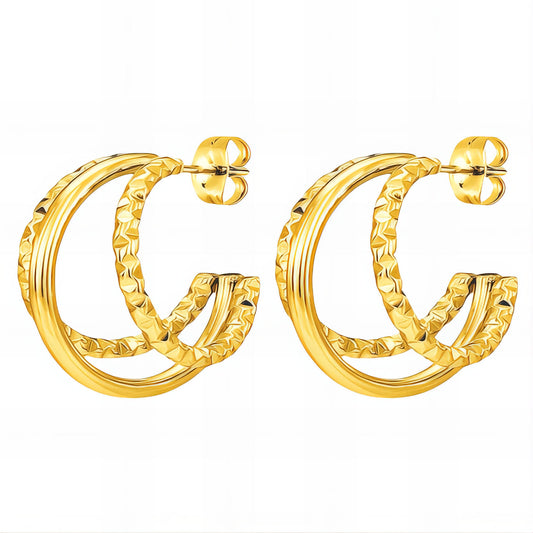 Earrings, 18K Gold Plated Steel