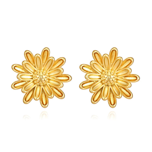 Flowers Earrings, 18K Gold Plated Steel