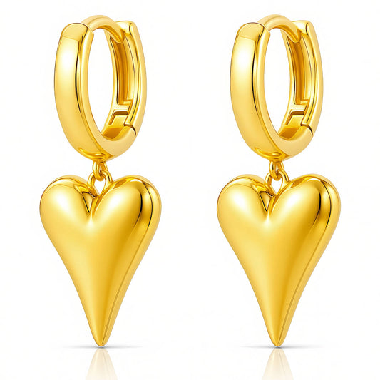 Hearts Earrings, 18K Gold Plated Steel