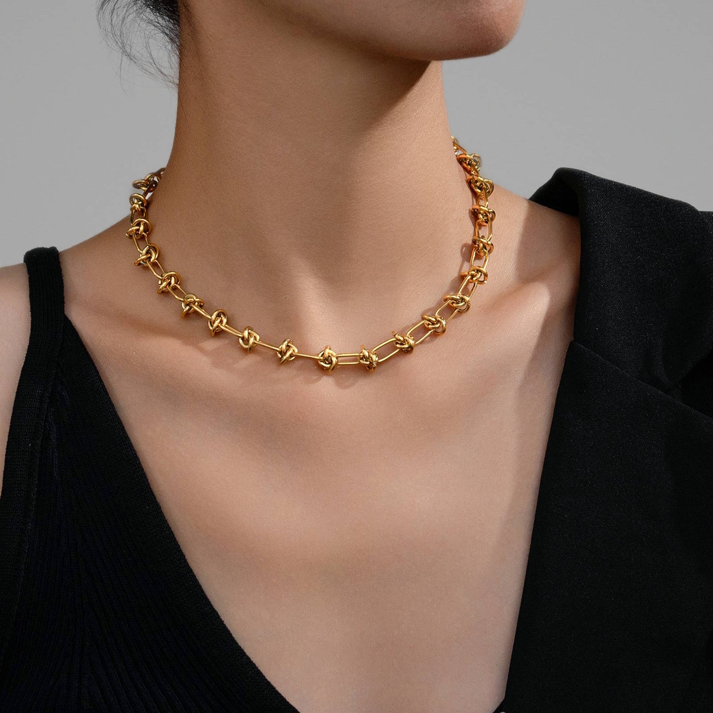 Necklace, 18K Gold Plated Steel