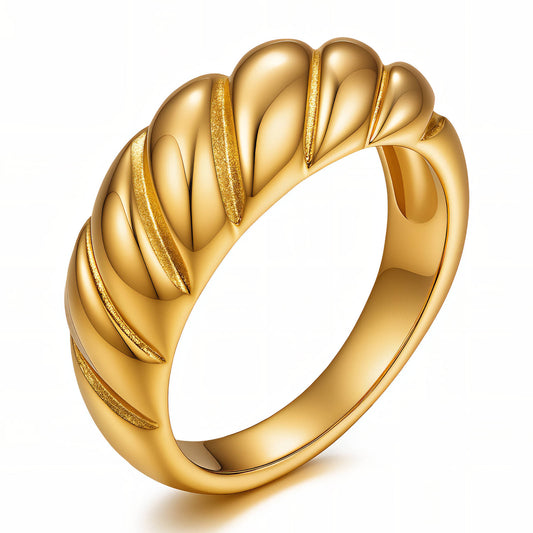 Croissant Ring, 18K Gold Plated Steel