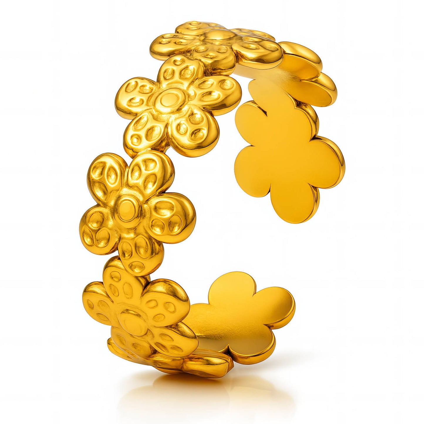 Flowers Ring, 18K Gold Plated Steel
