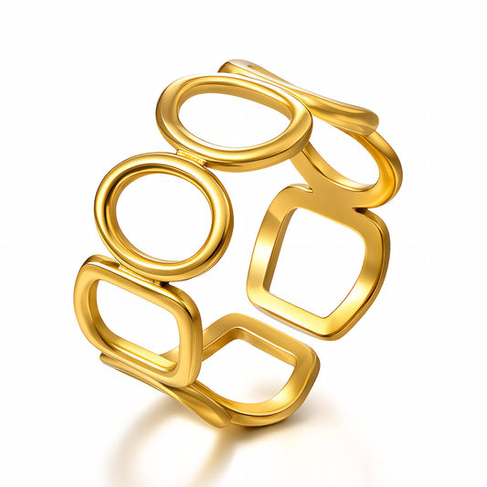 Ring, 18K Gold Plated Steel